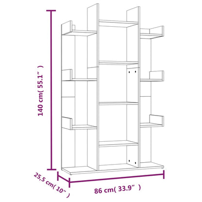 Boekenkast 86X25,5X40 Cm Bewerkt Hout Kleurig Gerookt eiken
