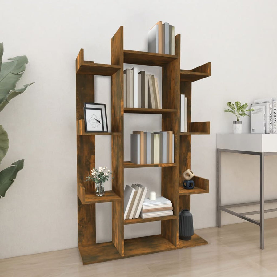 Boekenkast 86X25,5X40 Cm Bewerkt Hout Kleurig Gerookt eiken