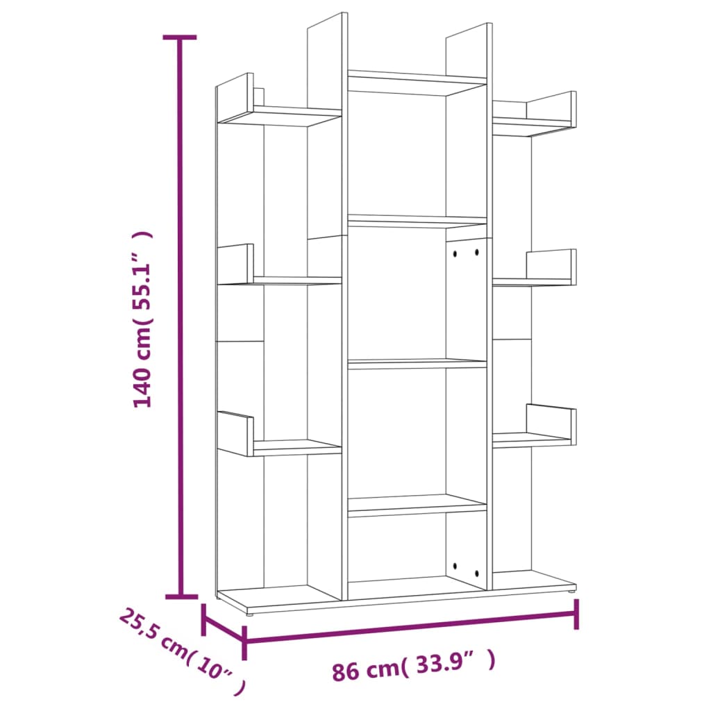 Boekenkast 86X25,5X40 Cm Bewerkt Hout Eiken Grijs sonoma
