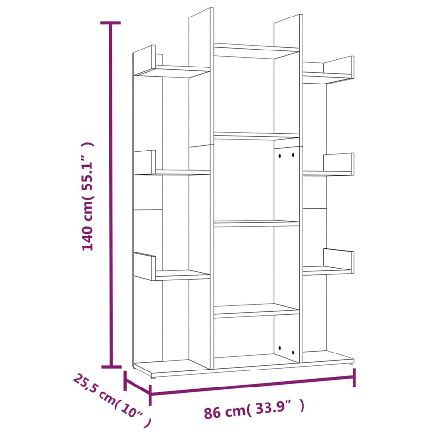 Boekenkast 86X25,5X40 Cm Bewerkt Hout Eiken Grijs sonoma