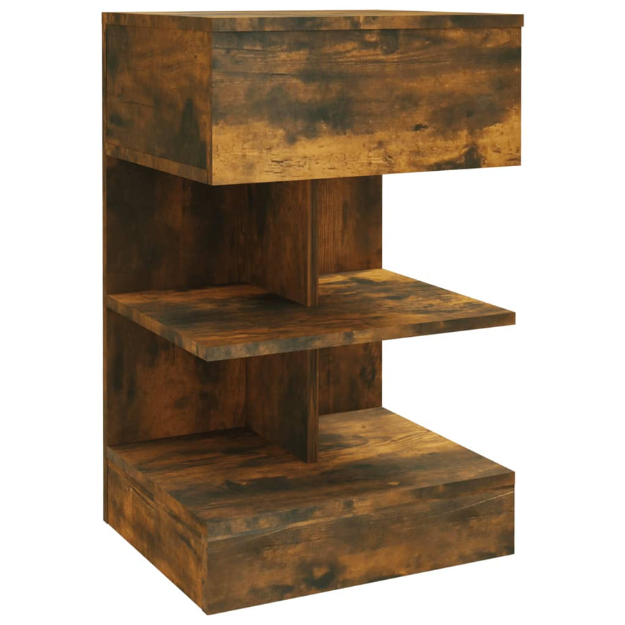 Nachtkastje 40X35X65 Cm Bewerkt Hout Kleurig 1 Gerookt eiken