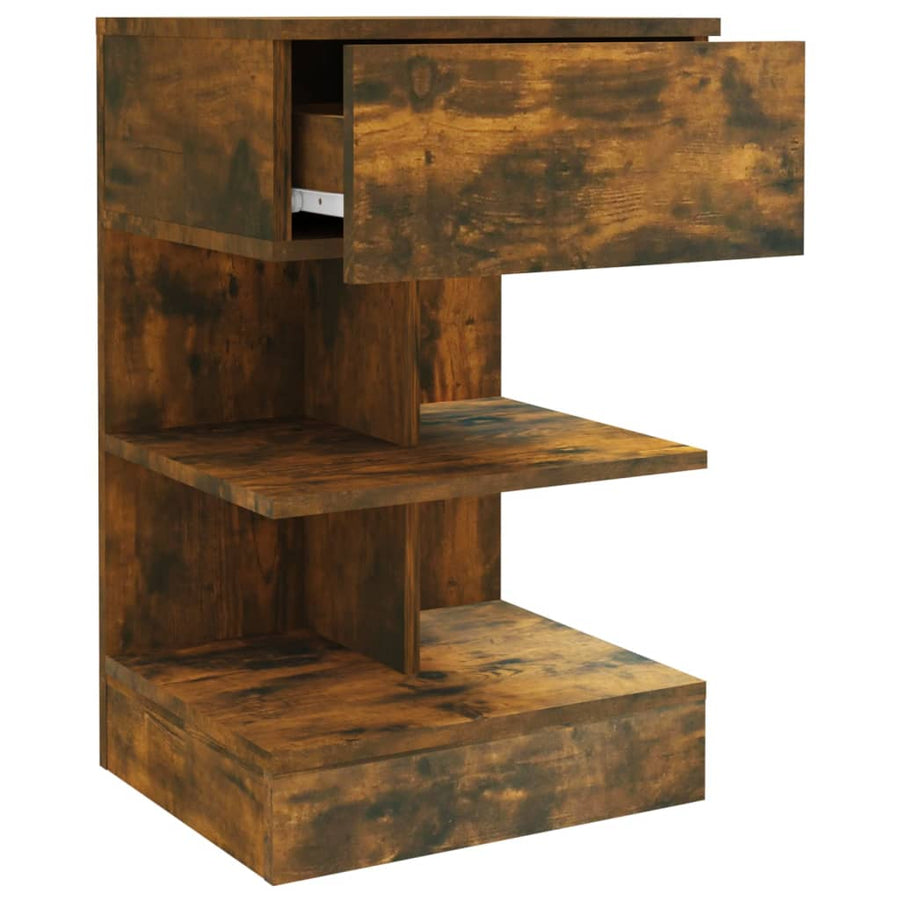 Nachtkastje 40X35X65 Cm Bewerkt Hout Kleurig 1 Gerookt eiken