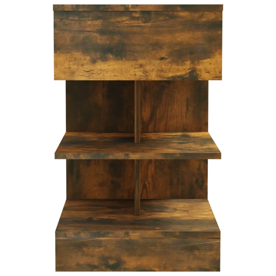 Nachtkastjes 40X35X65 Cm Bewerkt Hout Kleurig 2 Gerookt eiken