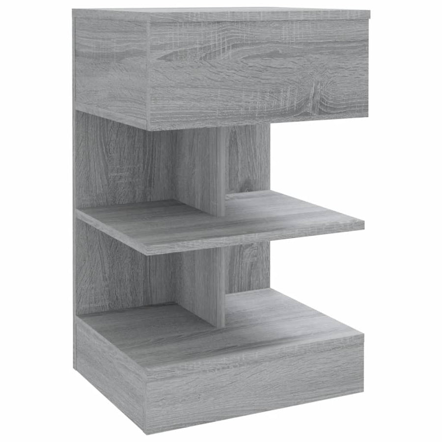 Nachtkastje 40X35X65 Cm Bewerkt Hout Eikenkleurig 1 Grijs sonoma