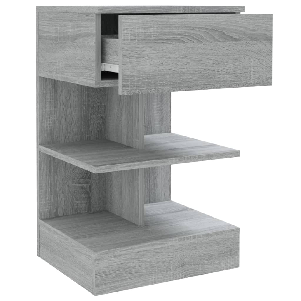 Nachtkastje 40X35X65 Cm Bewerkt Hout Eikenkleurig 1 Grijs sonoma