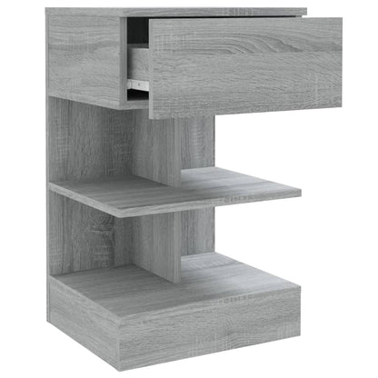 Nachtkastje 40X35X65 Cm Bewerkt Hout Eikenkleurig 1 Grijs sonoma
