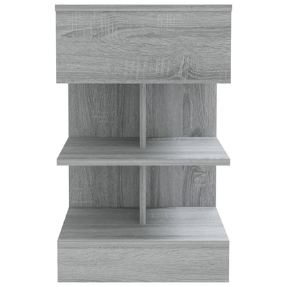 Nachtkastje 40X35X65 Cm Bewerkt Hout Eikenkleurig 1 Grijs sonoma