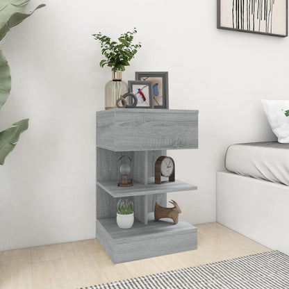 Nachtkastje 40X35X65 Cm Bewerkt Hout Eikenkleurig 1 Grijs sonoma