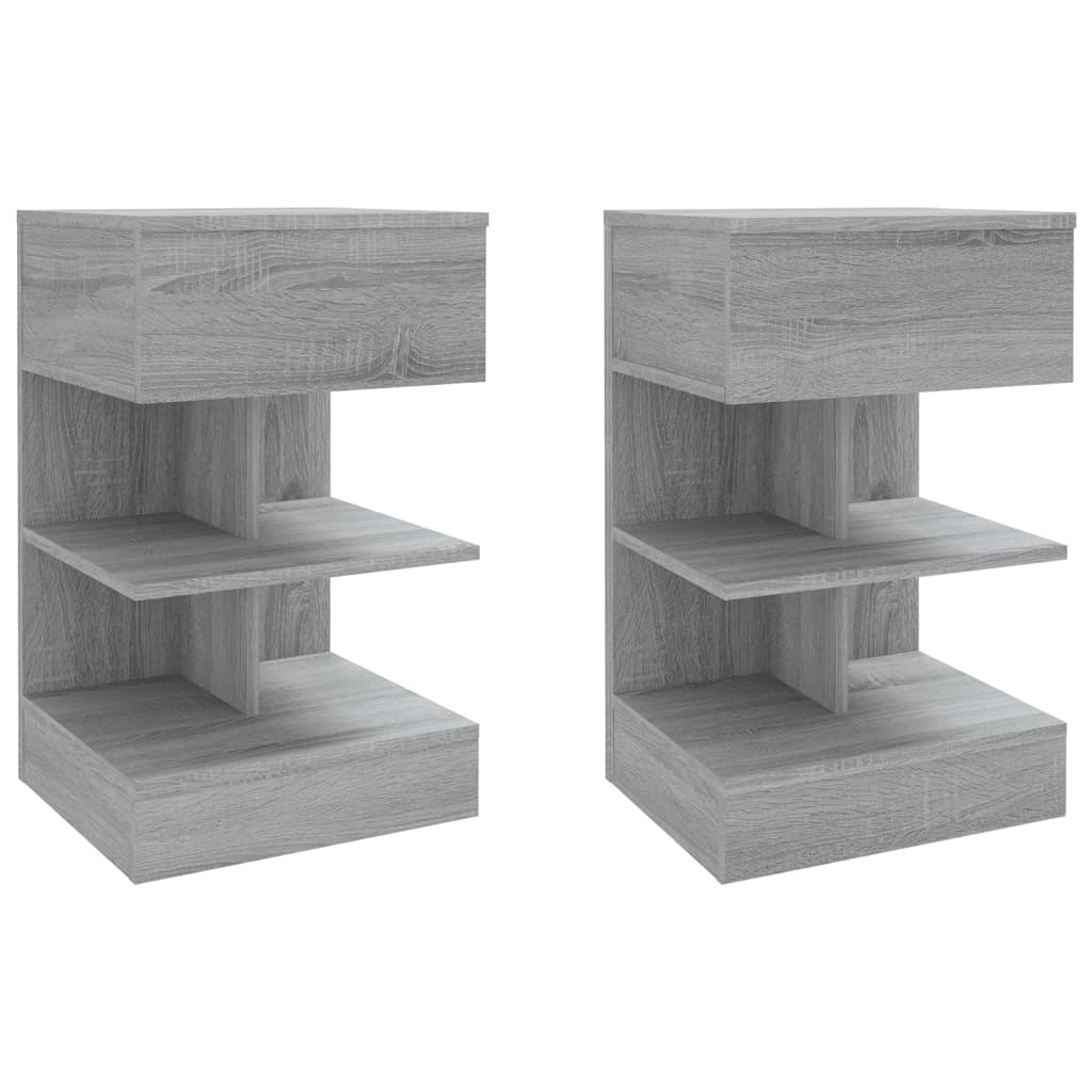 Nachtkastjes 40X35X65 Cm Bewerkt Hout Eiken 2 Grijs sonoma