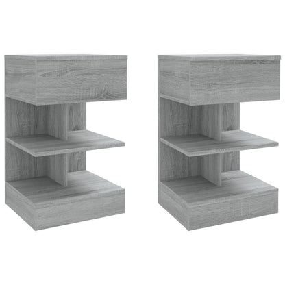 Nachtkastjes 40X35X65 Cm Bewerkt Hout Eiken 2 Grijs sonoma