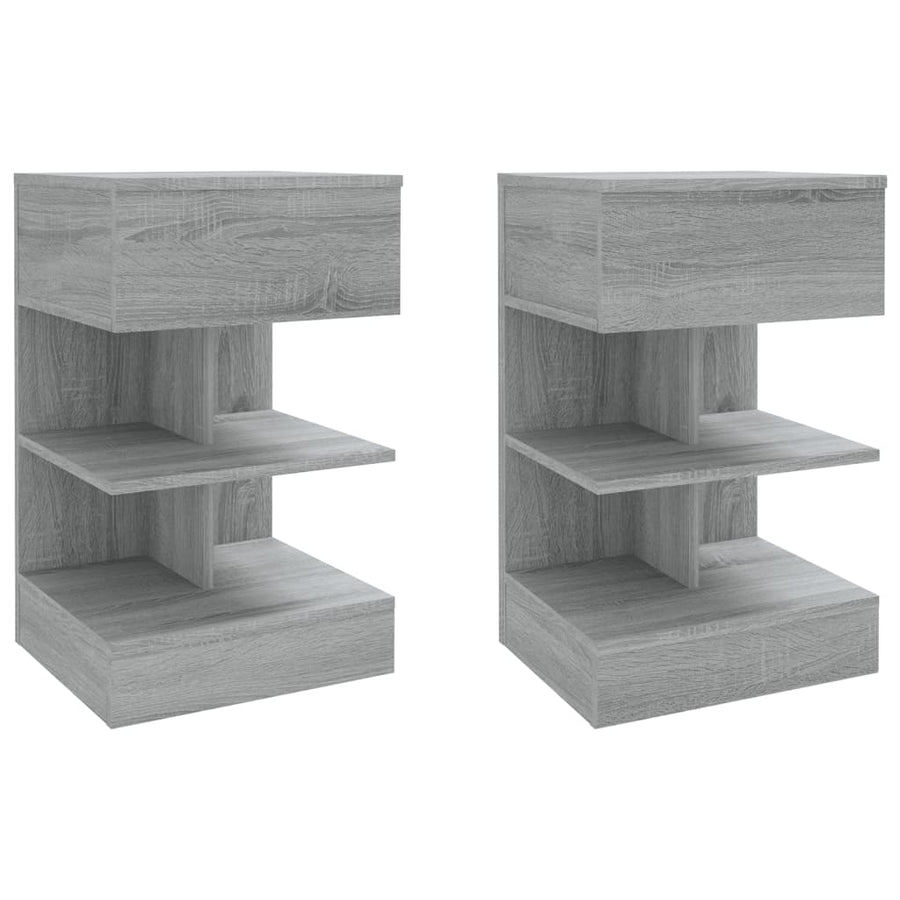 Nachtkastjes 40X35X65 Cm Bewerkt Hout Eiken 2 Grijs sonoma