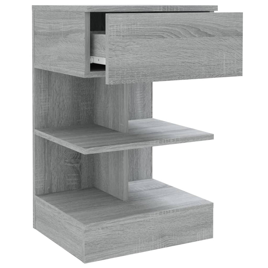 Nachtkastjes 40X35X65 Cm Bewerkt Hout Eiken 2 Grijs sonoma