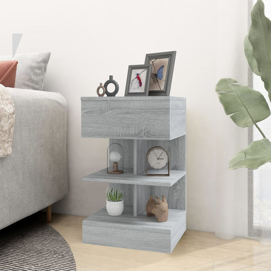 Nachtkastjes 40X35X65 Cm Bewerkt Hout Eiken 2 Grijs sonoma