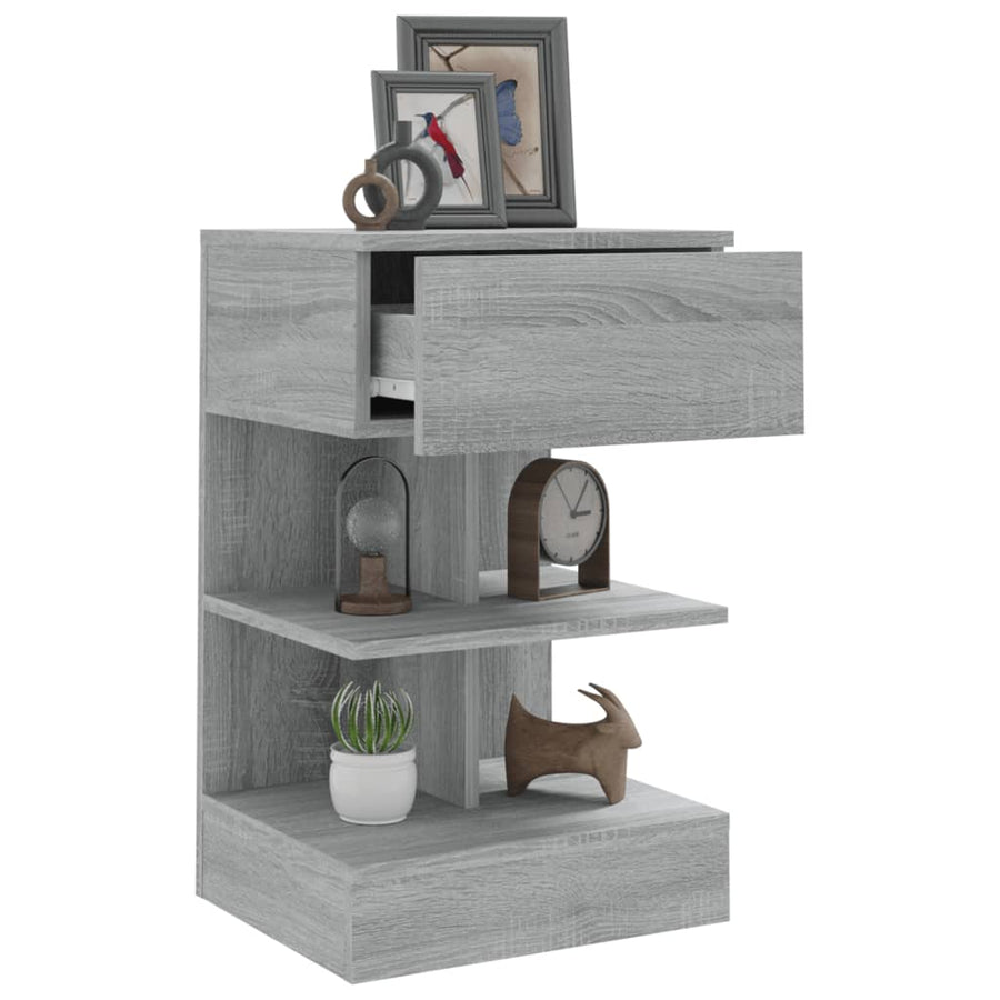 Nachtkastjes 40X35X65 Cm Bewerkt Hout Eiken 2 Grijs sonoma
