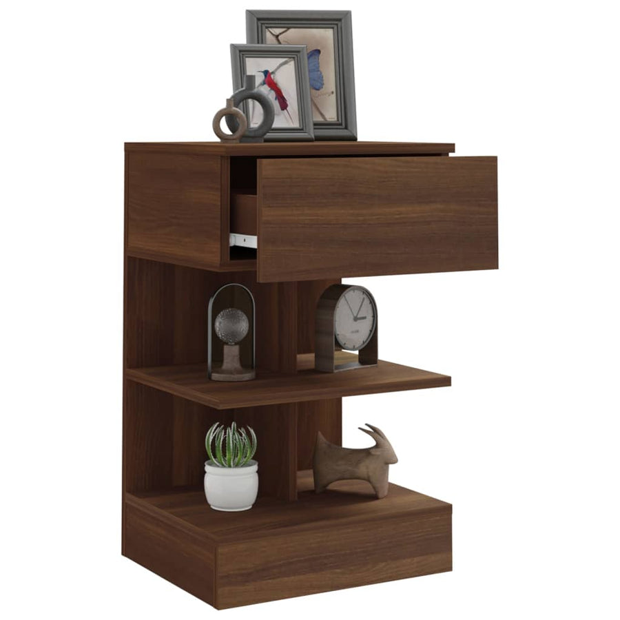 Nachtkastje 40X35X65 Cm Bewerkt Hout Bruineikenkleurig 1 bruin eikenkleur
