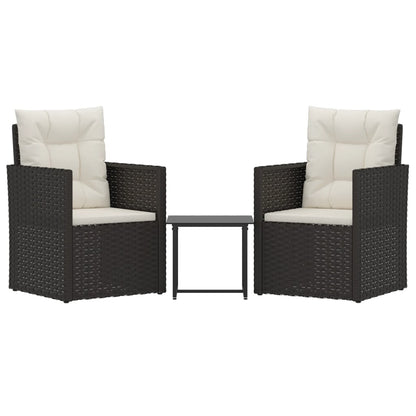 -Delige Loungeset Met Kussens Poly Rattan Zwart 1 Met rugkussen