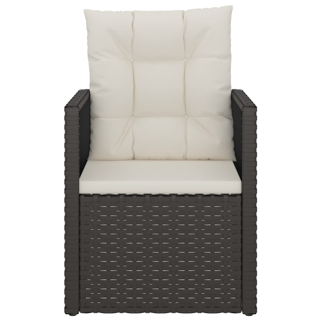 -Delige Loungeset Met Kussens Poly Rattan Zwart 1 Met rugkussen
