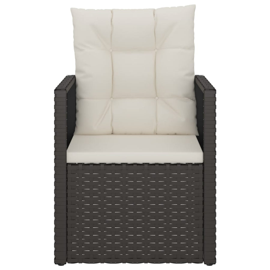 -Delige Loungeset Met Kussens Poly Rattan Zwart 1 Met rugkussen