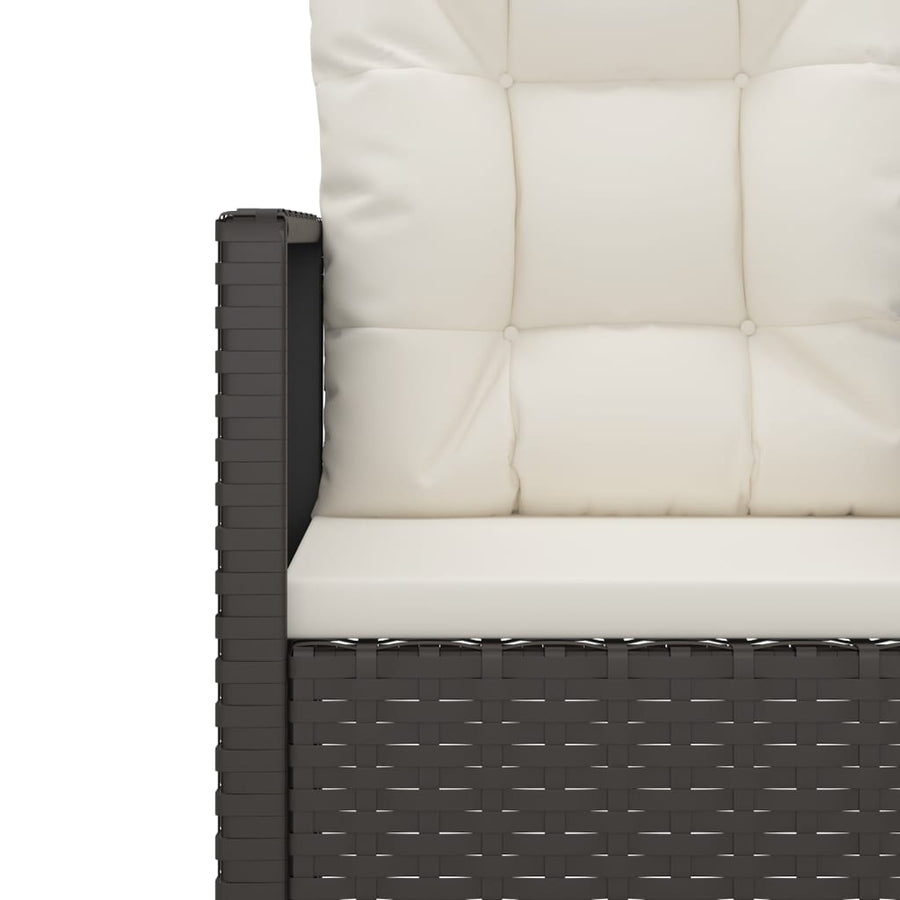 -Delige Loungeset Met Kussens Poly Rattan Zwart 1 Met rugkussen