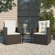 Loungeset 3-delig poly rattan zwart