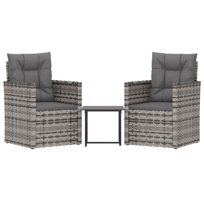 -Delige Loungeset Met Kussens Poly Rattan Grijs Met rugkussen