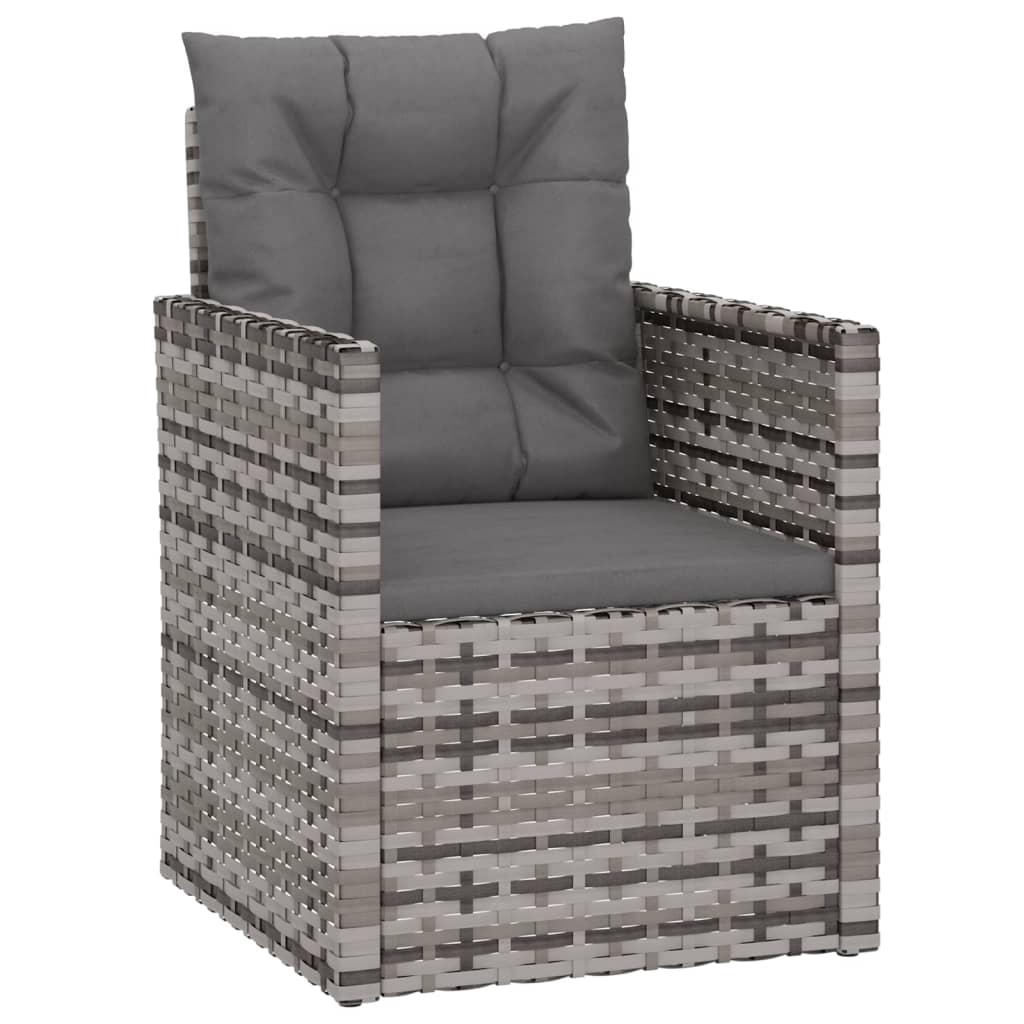 -Delige Loungeset Met Kussens Poly Rattan Grijs Met rugkussen