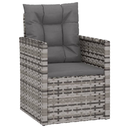 -Delige Loungeset Met Kussens Poly Rattan Grijs Met rugkussen