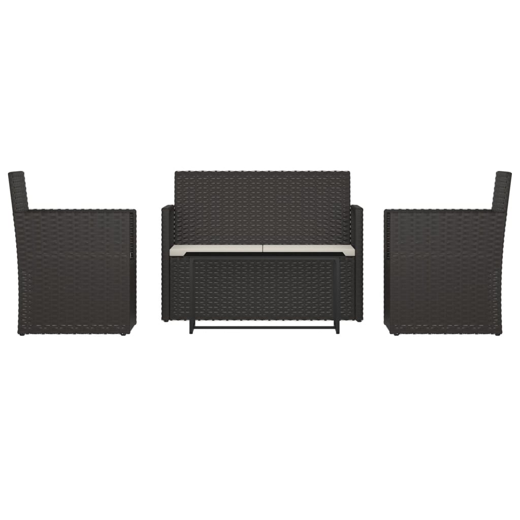 -Delige Loungeset Met Kussens Poly Rattan Zwart Zonder rugkussen