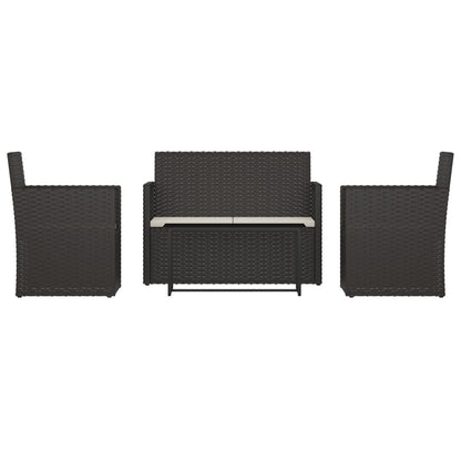 -Delige Loungeset Met Kussens Poly Rattan Zwart Zonder rugkussen