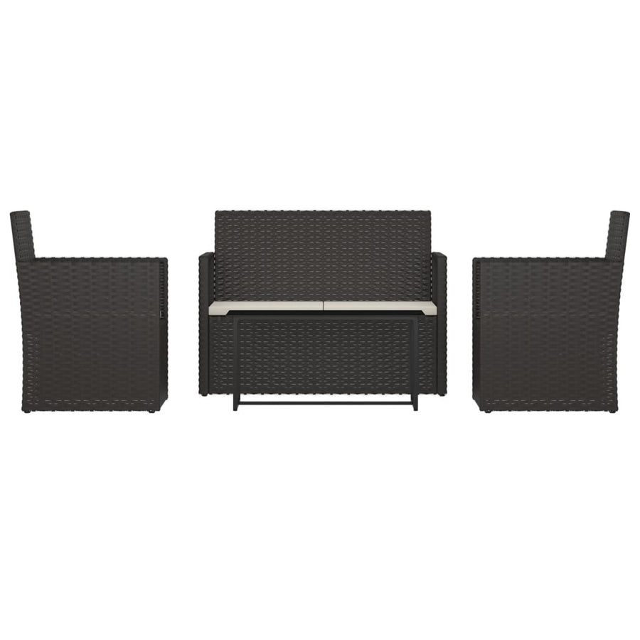 -Delige Loungeset Met Kussens Poly Rattan Zwart Zonder rugkussen