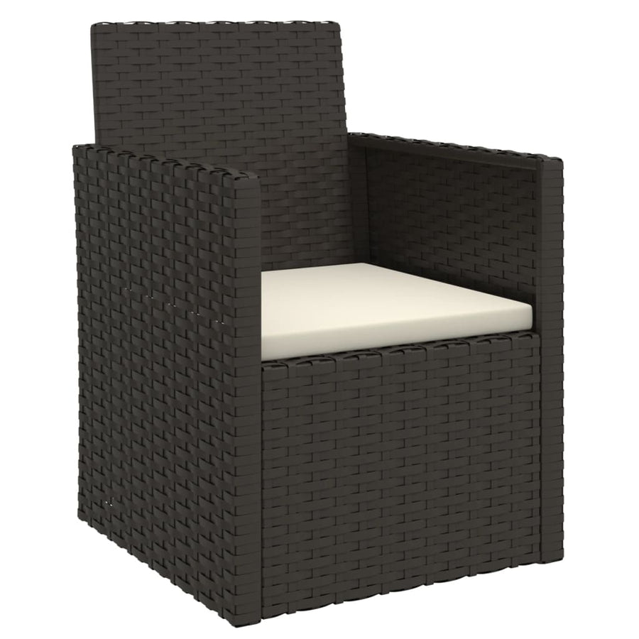 -Delige Loungeset Met Kussens Poly Rattan Zwart Zonder rugkussen