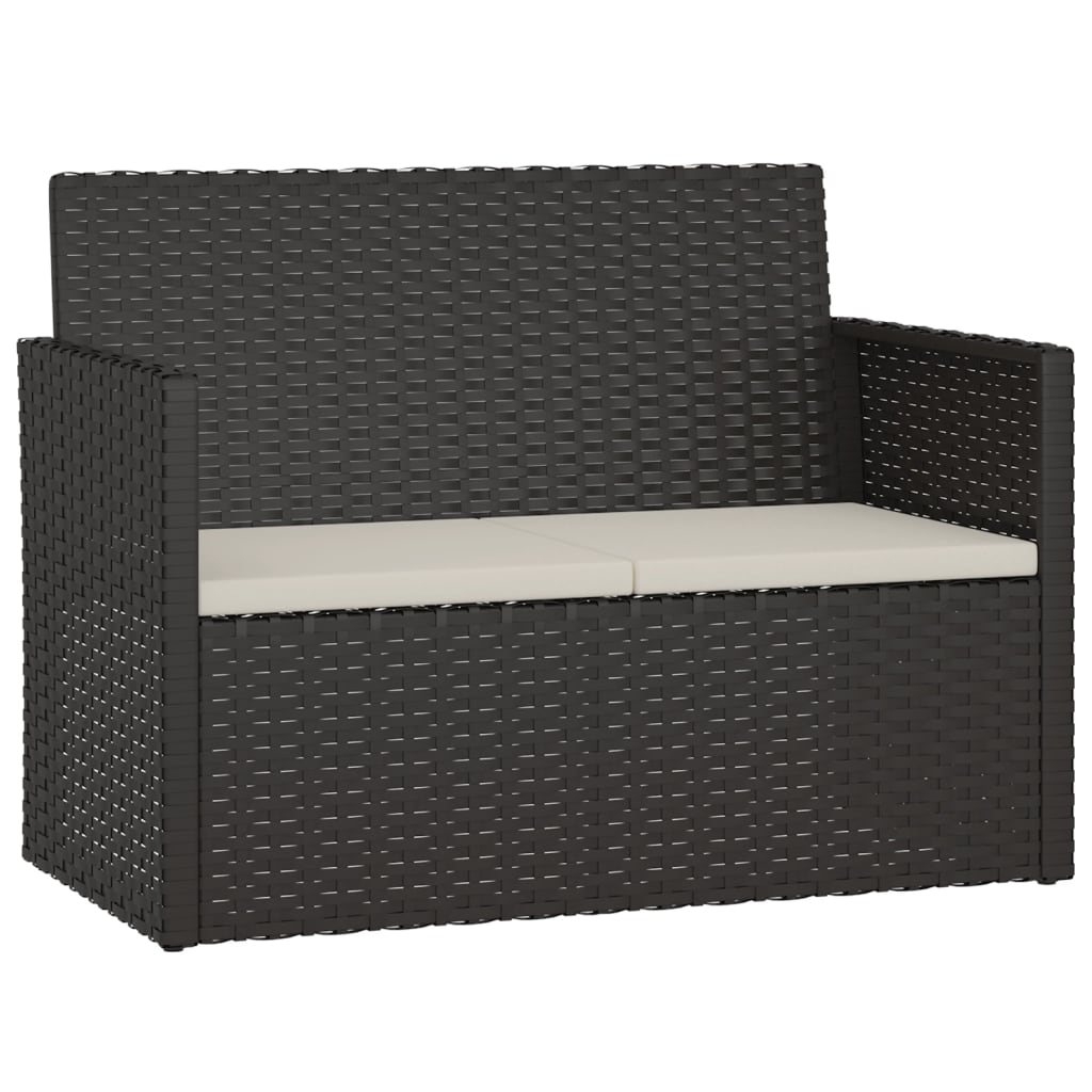 -Delige Loungeset Met Kussens Poly Rattan Zwart Zonder rugkussen