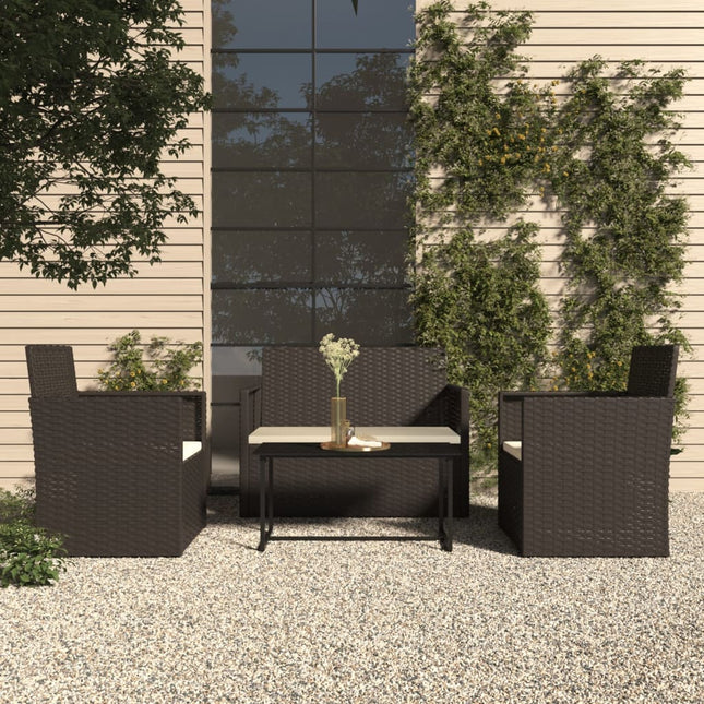 -Delige Loungeset Met Kussens Poly Rattan Zwart Zonder rugkussen