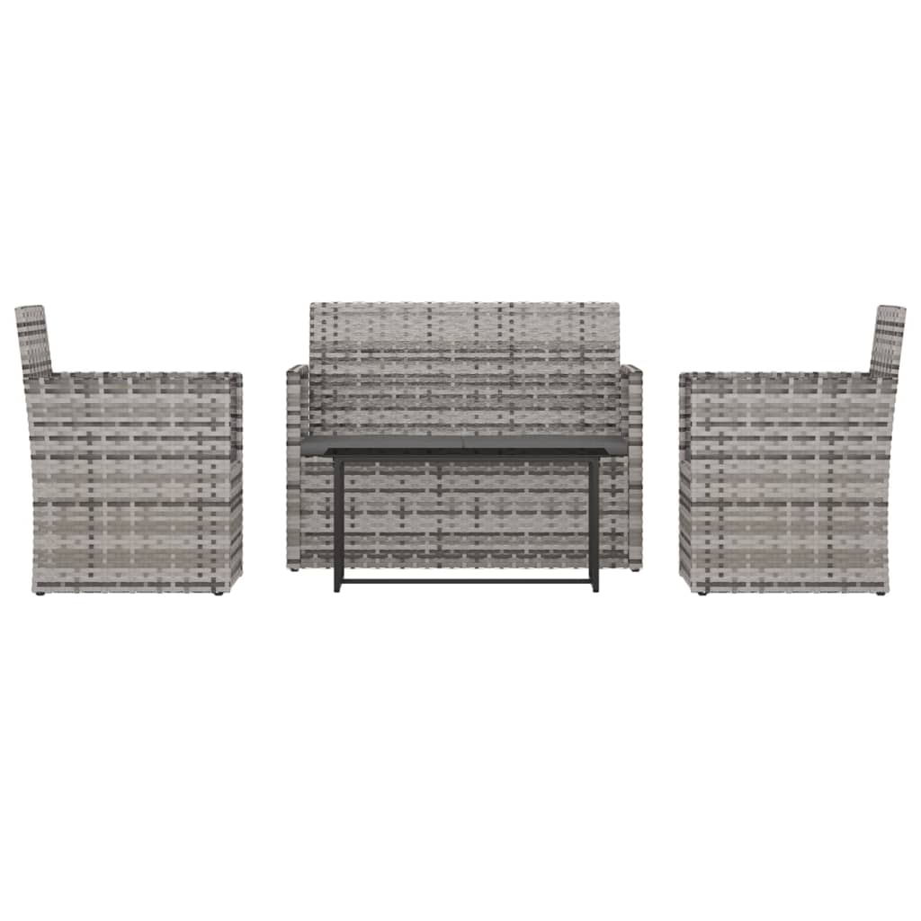 Loungeset Met Kussens Poly Rattan Grijs 4