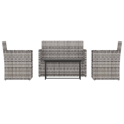 Loungeset Met Kussens Poly Rattan Grijs 4