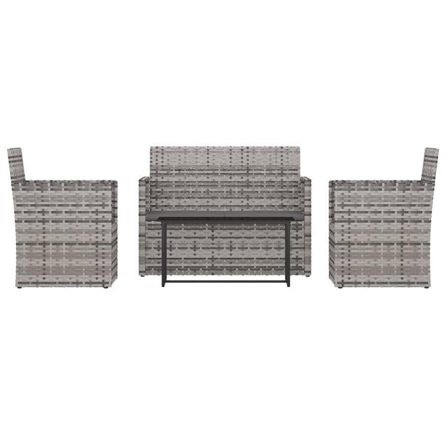 Loungeset Met Kussens Poly Rattan Grijs 4