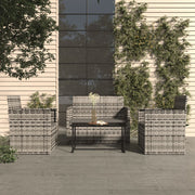Loungeset 4-delig poly rattan grijs
