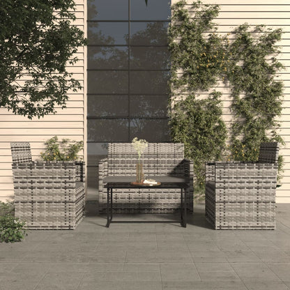 Loungeset Met Kussens Poly Rattan Grijs 4
