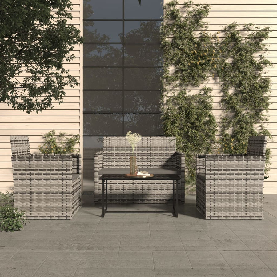 Loungeset Met Kussens Poly Rattan Grijs 4