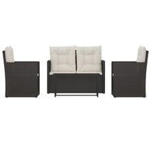 -Delige Loungeset Met Kussens Poly Rattan 4 Zwart Met rugkussen
