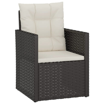 -Delige Loungeset Met Kussens Poly Rattan 4 Zwart Met rugkussen