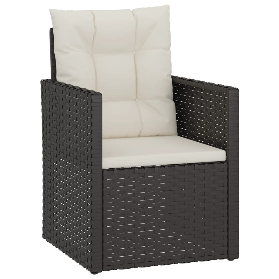 -Delige Loungeset Met Kussens Poly Rattan 4 Zwart Met rugkussen