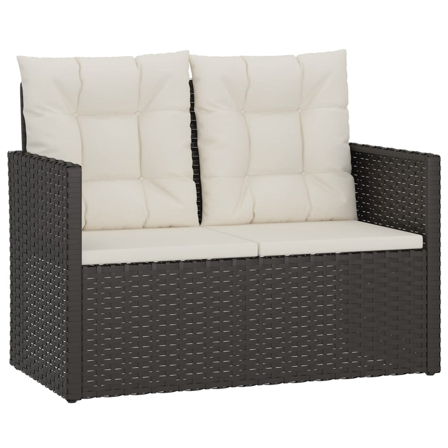-Delige Loungeset Met Kussens Poly Rattan 4 Zwart Met rugkussen