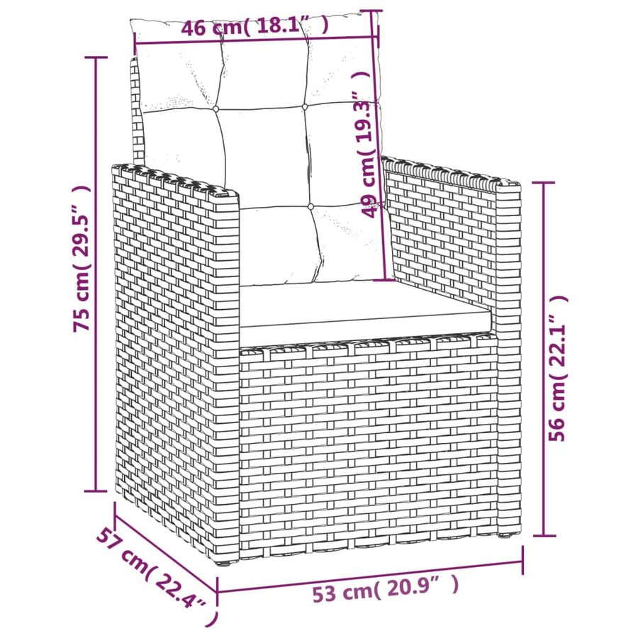 -Delige Loungeset Met Kussens Poly Rattan 4 Zwart Met rugkussen