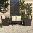 -Delige Loungeset Met Kussens Poly Rattan 4 Zwart Met rugkussen