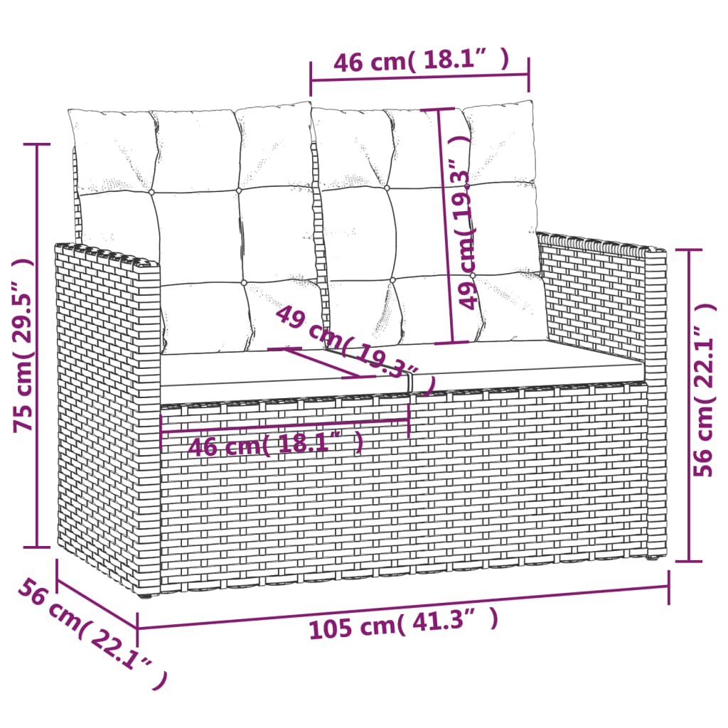 Loungeset Met Kussens Poly Rattan 4