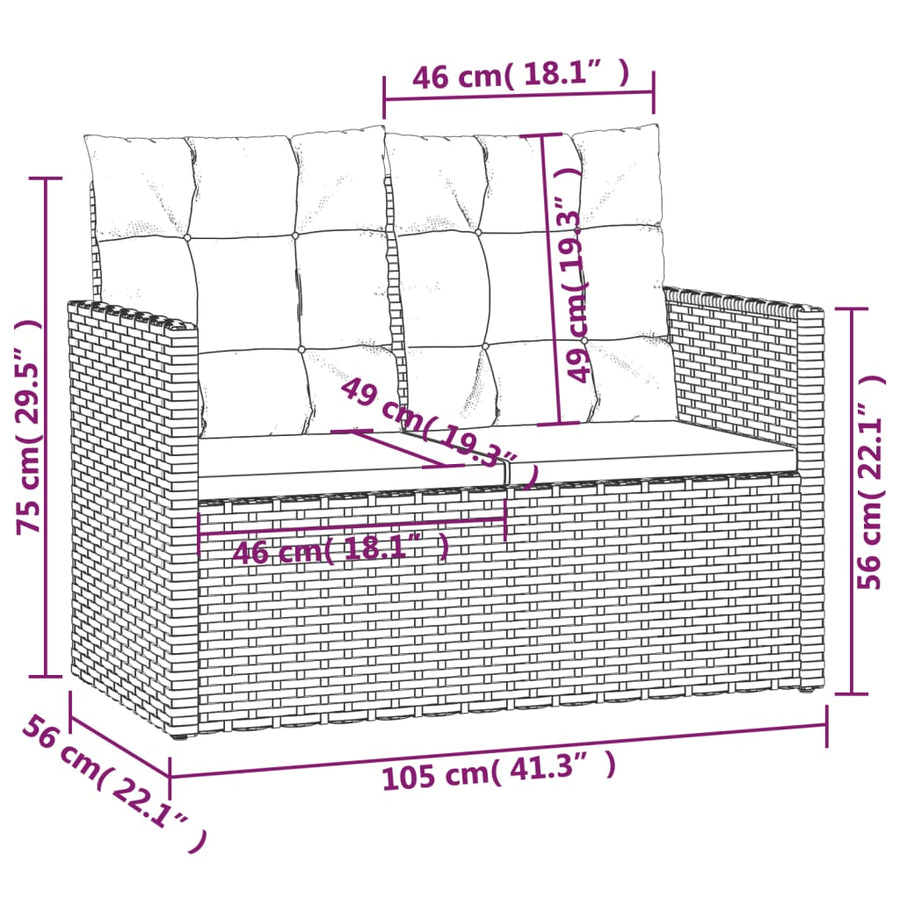 Loungeset Met Kussens Poly Rattan 4