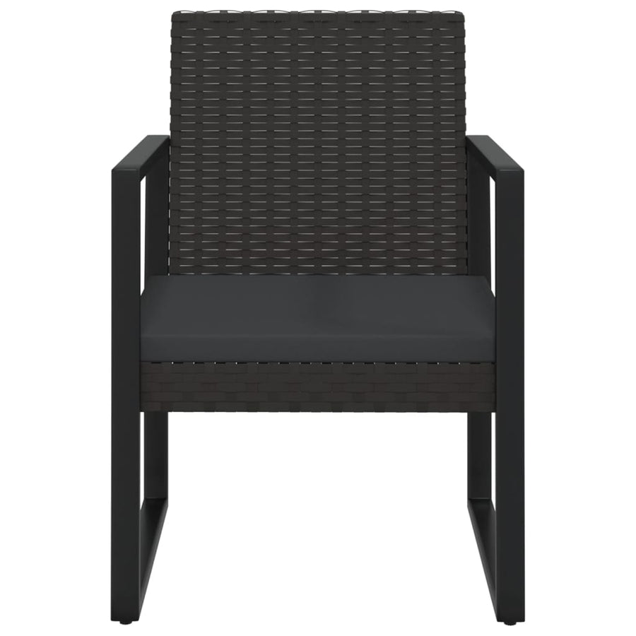 3-Delige Loungeset Met Kussens Poly Rattan Zwart