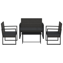 4-Delige Loungeset Met Kussens Poly Rattan Zwart