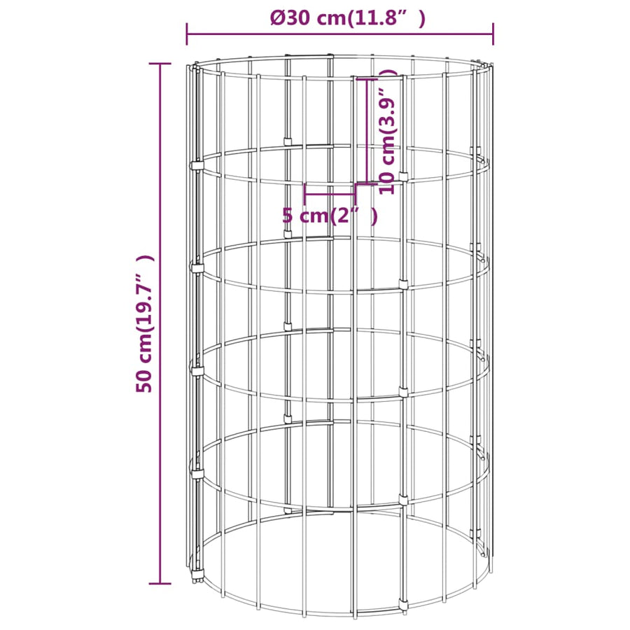 Gabion Paal Rond Ø30X50 Cm Gegalvaniseerd Staal Ø 30 x 50 cm